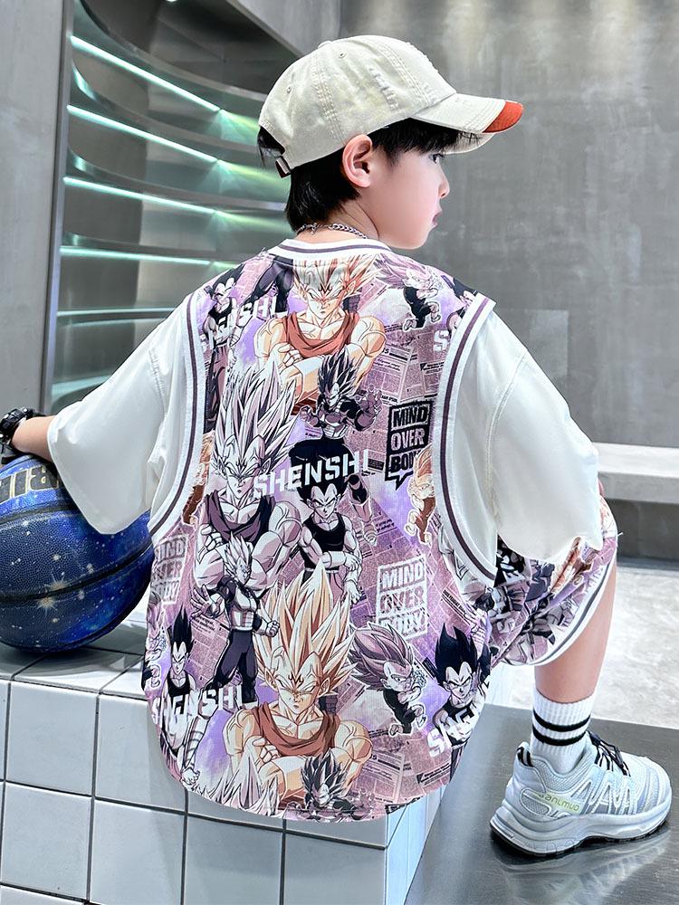 

Летний комплект баскетбольной формы для мальчиков 2025 года с быстрой сушкой - Детская легкая майка и шорты 120 cm белый