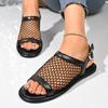Fashion Women's Sandals Summer New Flat Bottom Women's Slippers Fashion Mesh Breathable Beach Shoes 2025 Large Size 43 Zapatos De Mujer