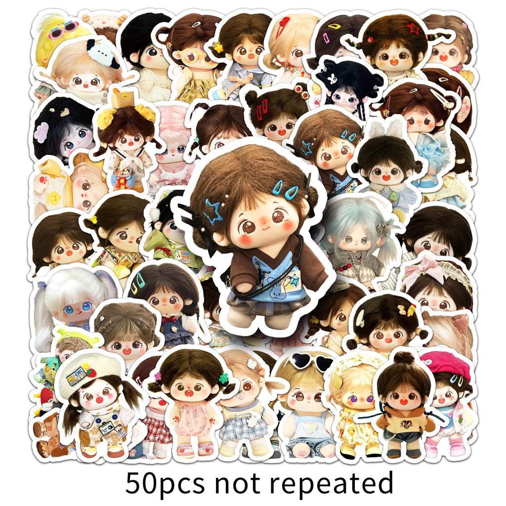 50 Cotton Doll Graffiti Stickers Cartoon Cute Doll Decorative Mobile Phone Case Water Cup Creative Stickers