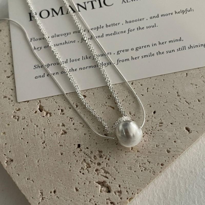 Double Layer Cat Eye Bead Necklace Fashion Minimalist Clavicle Chain Men Women