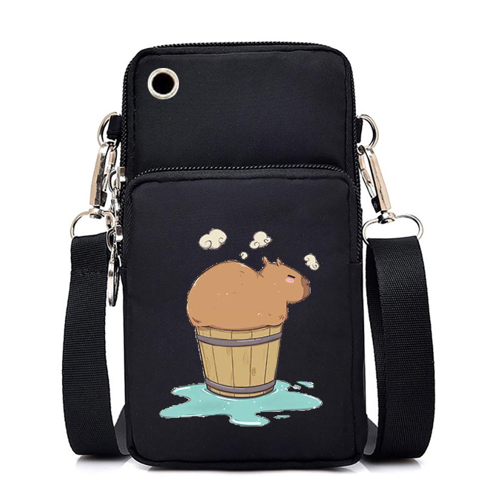 Cute Capybara Print Small Handbags Cartoon Women Crossbody Bags Harajuku Purse Shoulder Bag Teen Girls Mini Mobile Phone Bag