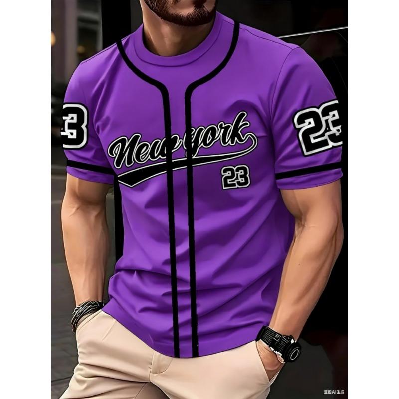 Koszulka z nadrukiem NEW YORK 23 Krótki rękaw Sportowa koszulka męska Unisex Codzienna Letnia Męska koszulka wyścigowa