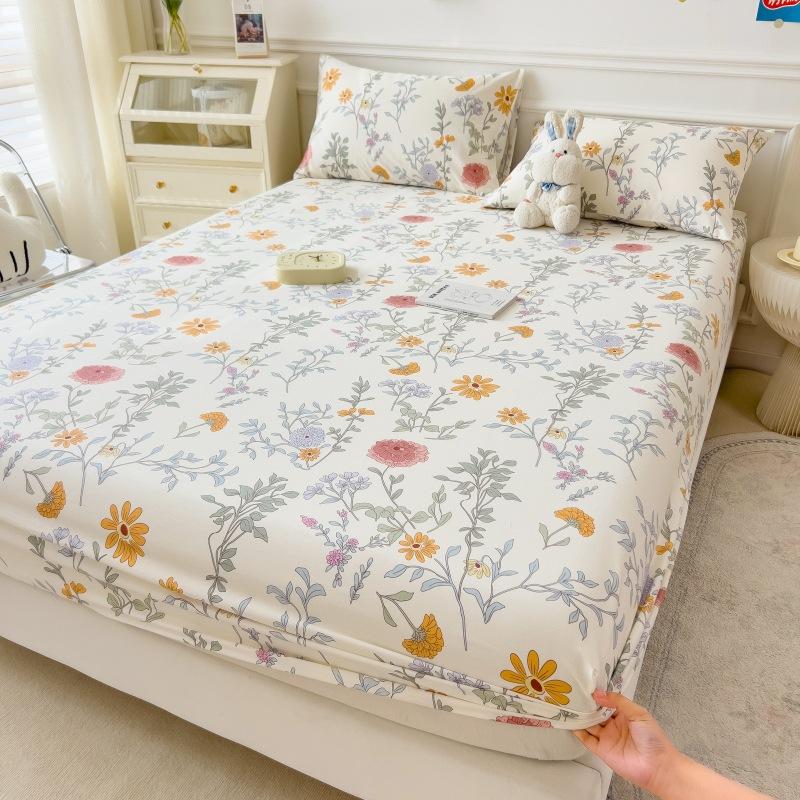 Pure Cotton Bed Sheet Set Cartoon Design Twin Full Size Four Seasons Bedding 100% Cotton Mattress Protector Fresh Style Bed Cover 3 Piece Set