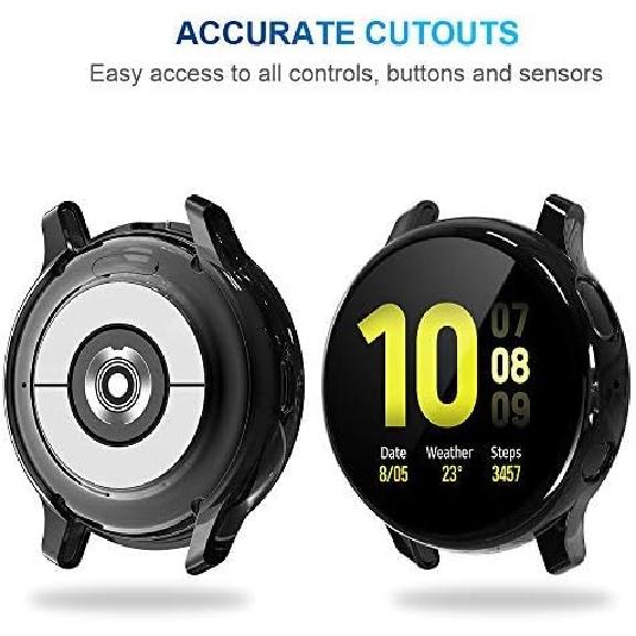 [2Pack] Tensea Compatible with Samsung Galaxy Watch Active 2 Screen Protector Case 44mm, Bumper Full Around Cover for Samsung Galaxy Watch Active2 44