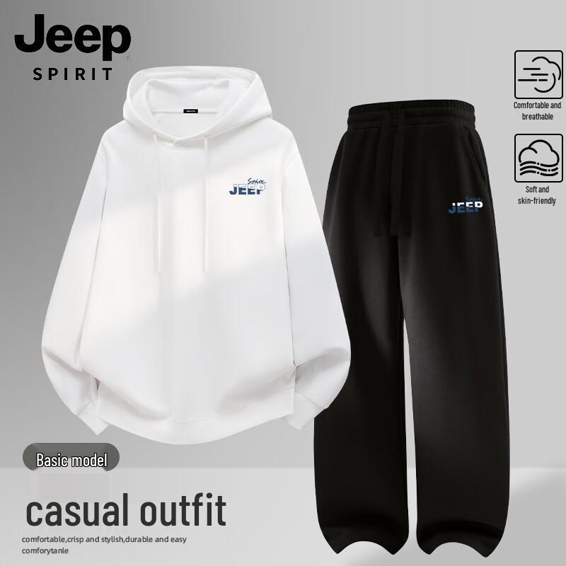 JEEP SPIRIT Men s Hooded Sweatshirt & Casual Pants Set M