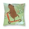 Capybara On A Scooter Square Pillowcase Polyester Linen Velvet Printed Zip Decorative Car Cushion Cover
