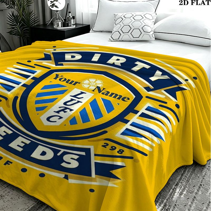 1PC Leeds United Custom Name Patterned Flannel Blanket Suitable For All Seasons for Home Decor Warmth and Comfort Gifts Holiday Present