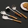 4/5/7-piece Cheese Knife Set Stainless Steel Silverware Set Bamboo Handle Utensils Hostess Serving Set for Buffet Home