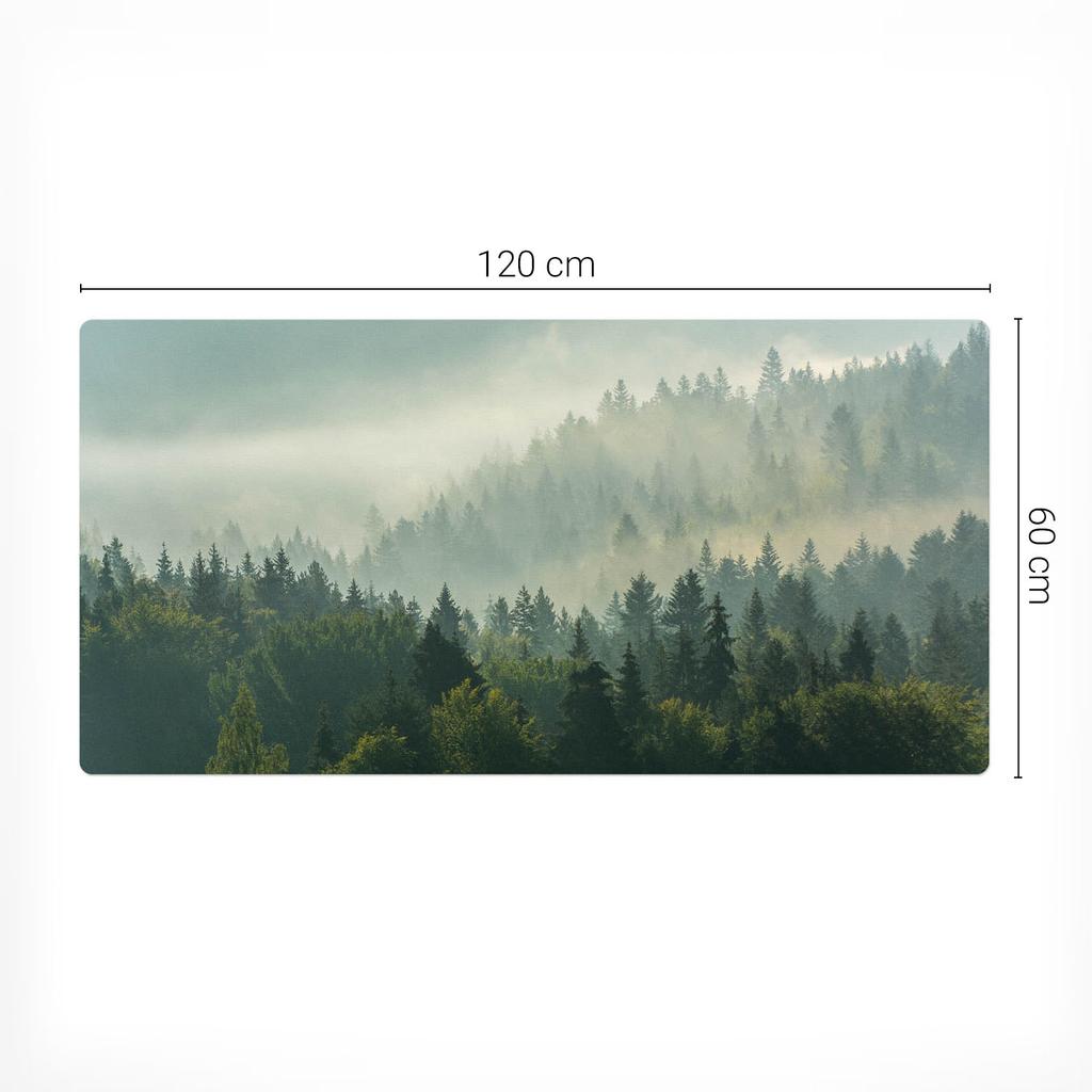 Antypoślizgowa Mata Na Biurko Z Grafiką Mglisty Las O Świcie 120X60 Cm