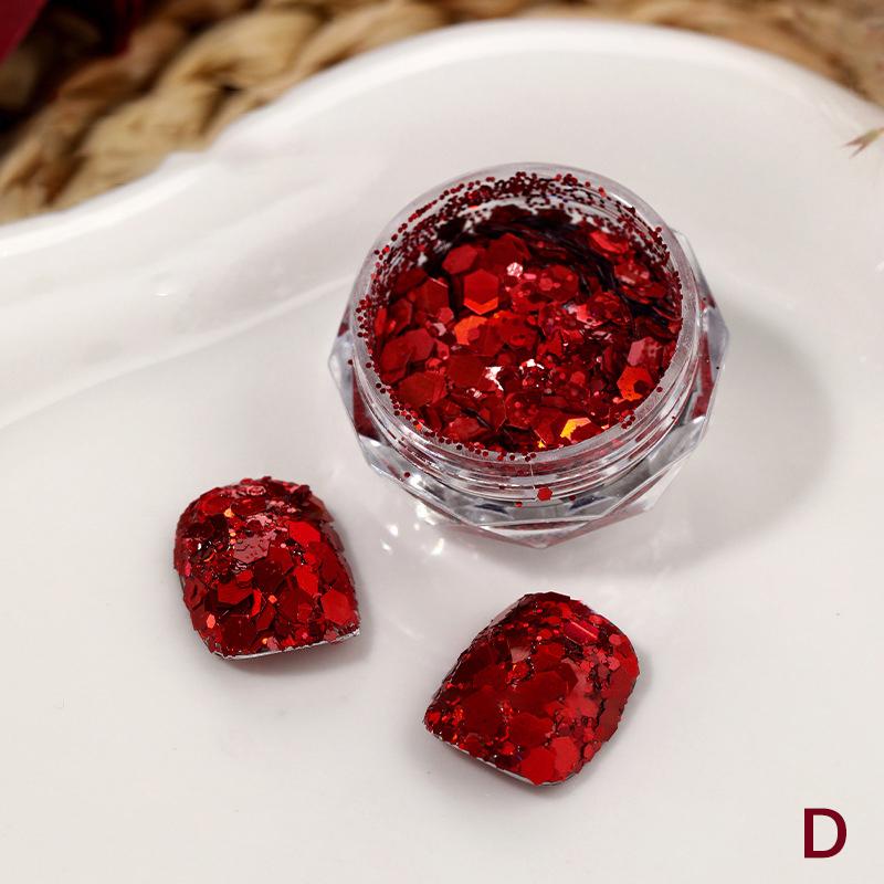Nail Art Glitter Sequins Red Crystal Diamond Nail Powder 3D Holographic Nail Art Powder Shiny Flakes Pigment Manicure Decor D