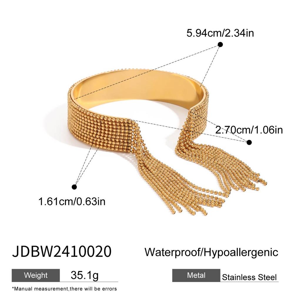 Youthway Exaggerated Personality Stainless Steel Two Color Circle Beads Tassel Bracelet Ring For Women Anti Allergic Jewelry