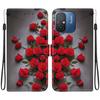 Handmade PU Leather Flip Case for Redmi 12C/Redmi 11A Anti-Slip Shockproof Cover with Wrist Strap & Heart/Rose Cat Designs