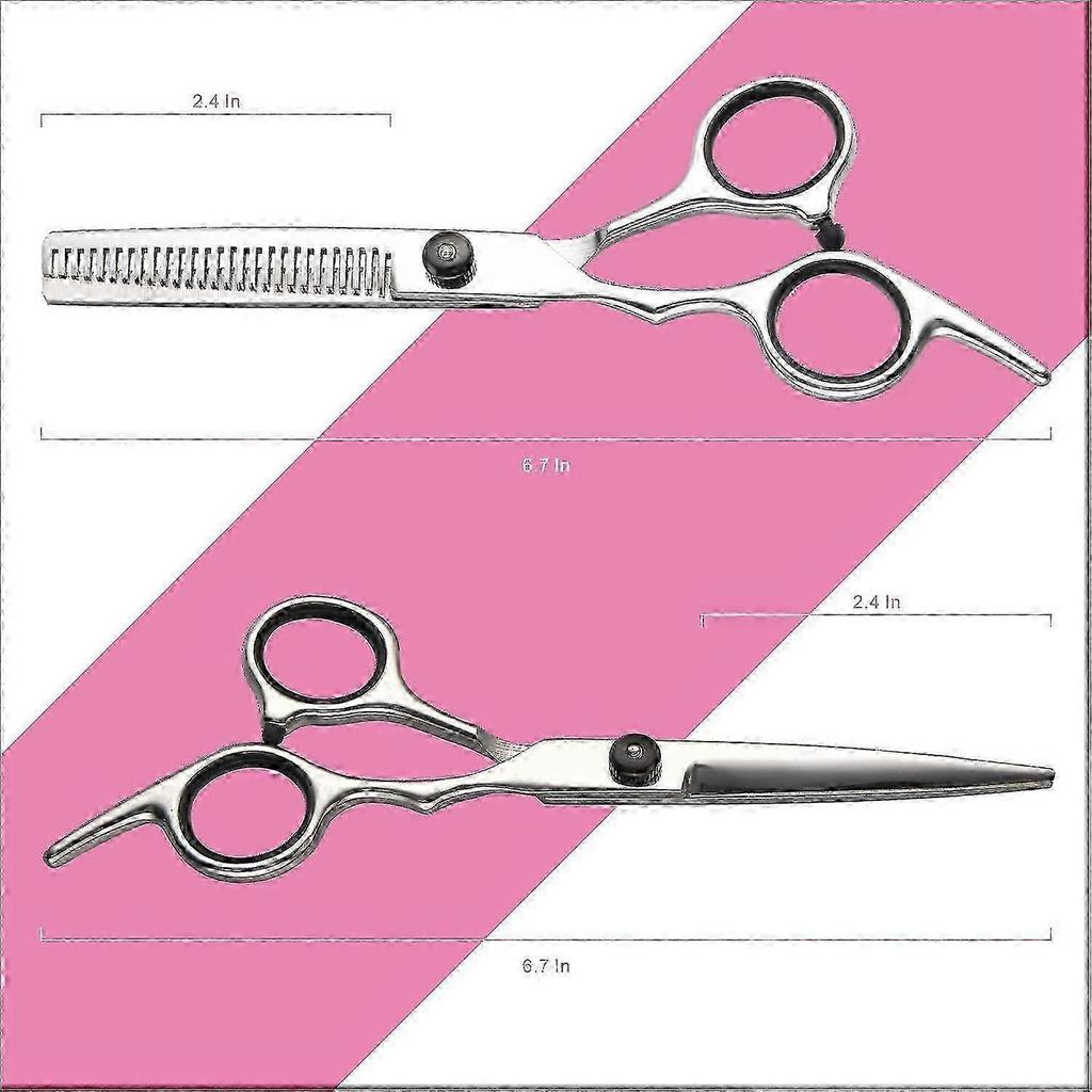 DIY Hair Kit - Haircut Scissors Thinning Shears - Professional Barber Sharp Haircut Scissors Hair Clipper Set with Leather Case for Haircut 7 Piece Se