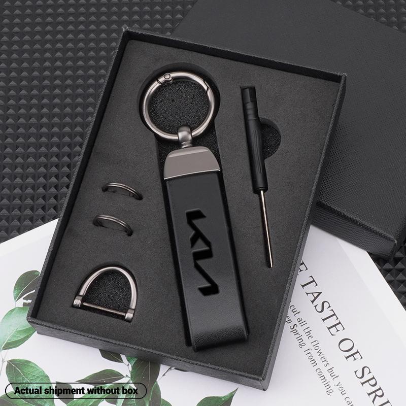 ISFR5 New Metal Leather Car Keyring Keychain Anti-Loss Key Ring For KIA Ceed Sportage Rio Proceed K5 Optima Sedona Forte Cerato Venga