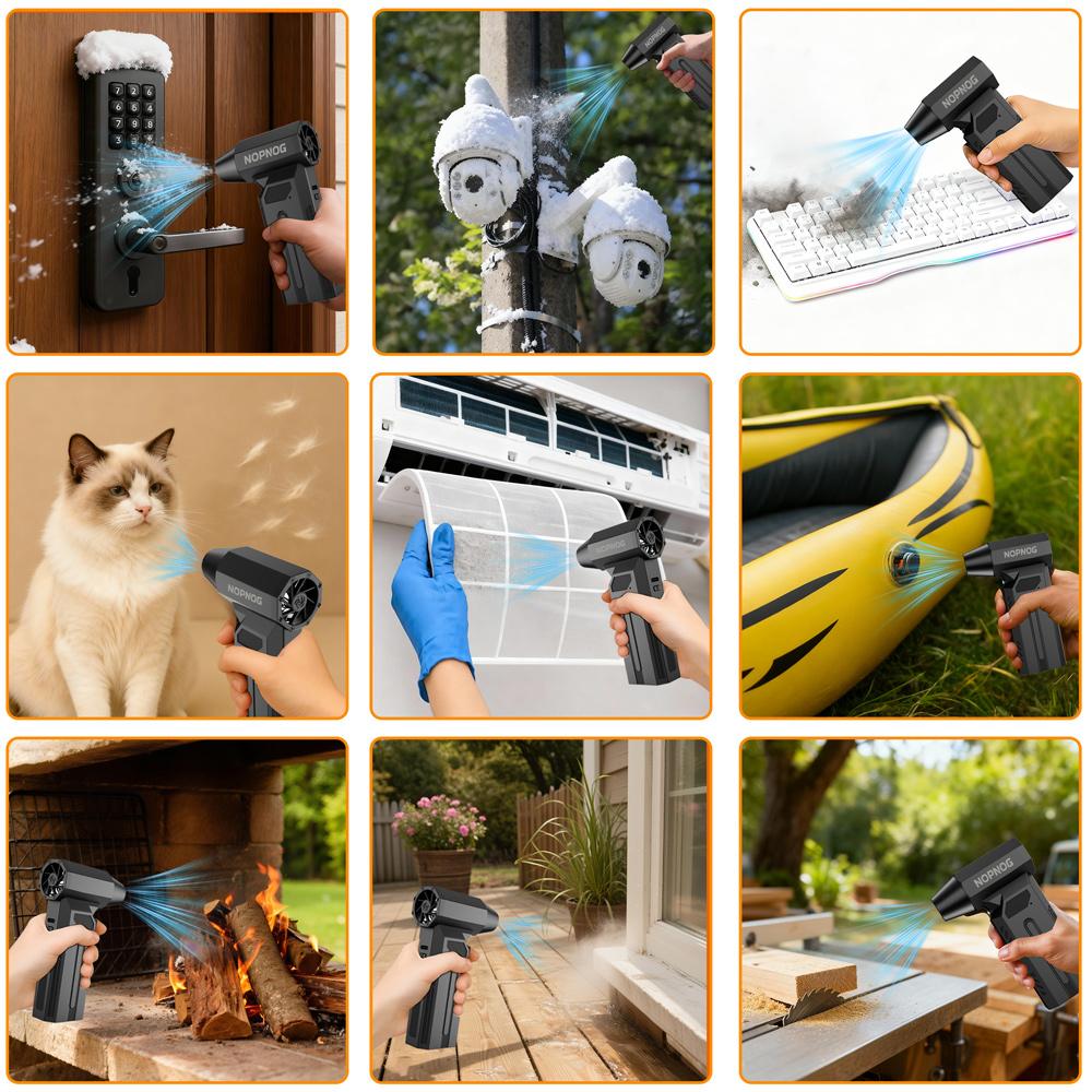 Wireless 140000RPM LED Light with Multiple Outlet Nozzles 4-speed Adjustable Car Snow Removal, Portable Strong Blowing Electric Turbojet Fan