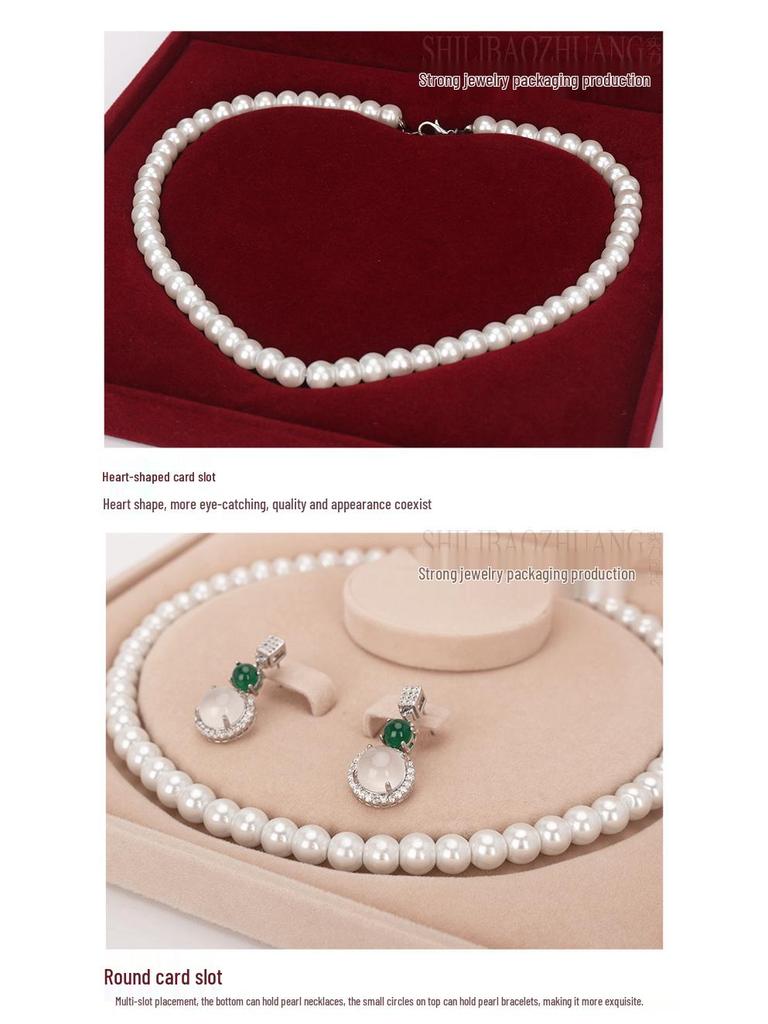 Velvet Pearl Necklace Jewelry Set Box - Mother's Day Gift Packaging and Storage Box