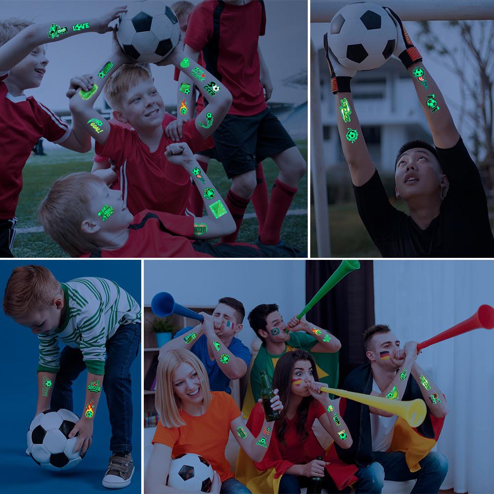 10 Sheets/Set Luminous Tattoo Stickers Children Cartoon Football Temporary Tattoos Glow Paste on Face Arm Leg for Kids Gift