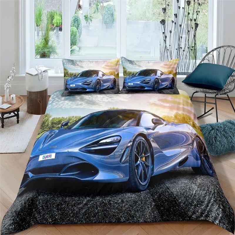 Racing Car Printed Duvet Cover with Pillowcase Bedding Set Single Double Twin Full Queen King Size 2/3pcs Polyester Quilt Cover