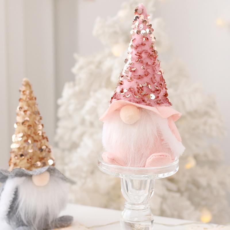Christmas Decoration Sequin Faceless Santa Claus Figurine, Home Christmas Small Gift