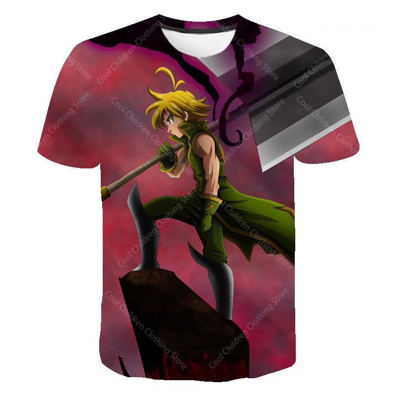 

Семь смертных грехов Мультяшный Аниме Игра Принт Летняя футболка Мода мужская Детская Повседневная для мальчиков Девочек Круглый вырез Одежда для родителей и детей Топ 6XL