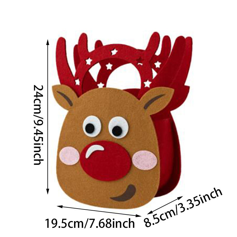 Cute Christmas Tree Treat Pouch Santa Claus Elk Gifts Bag Portable Decoration Felt Cloth Candy Handbag