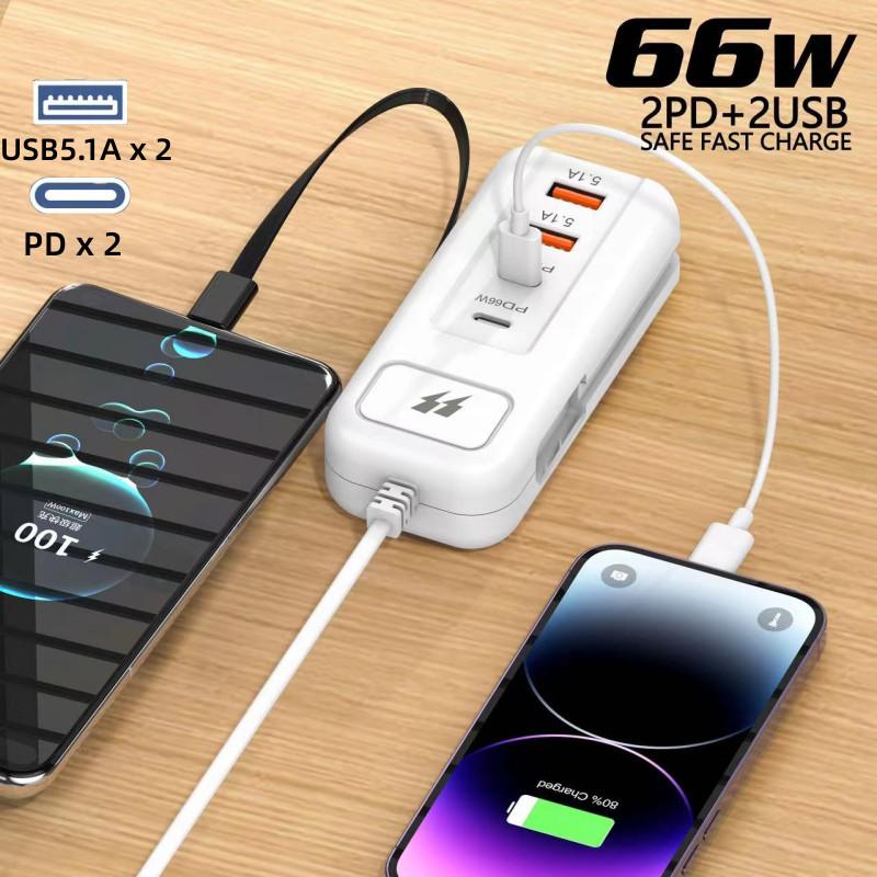 4-portowa listwa zasilająca USB z wtyczką, stacja ładująca, rozdzielacz 5 V 4 A, USB TYPE C 3.0, szybka ładowarka, wtyczka do ładowania telefonu, gniazdo elektryczne USB US EU