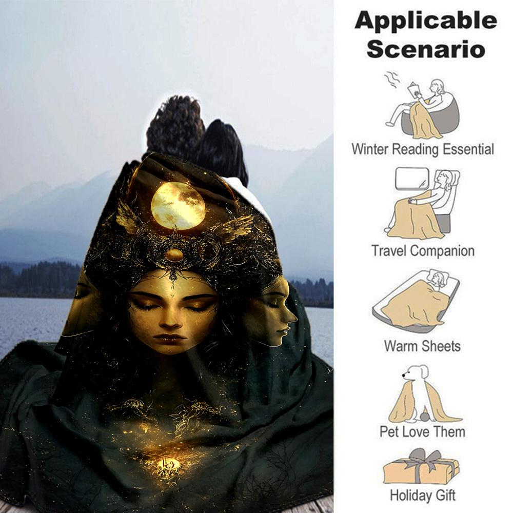 1pc Moonlit Night Flannel Blanket Soft Cozy All-Season Throw for Bedroom, Sofa, Camping, Travel, Home Decor1074