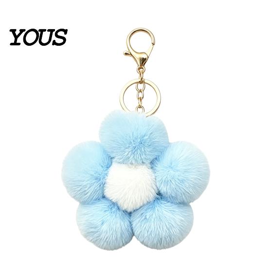 Women Keychain Plush Flower for Handbags, Five-petal Bag Charm, Charm Fluffy Backpack Hanging Accessory