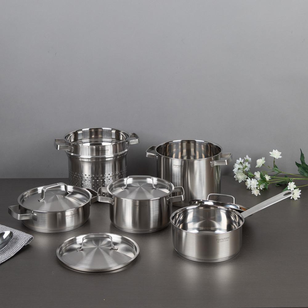 HAMPTONS REX Stainless Steel Induction Saucepan & Pot (18cm, 20cm) Dishwasher Safe No PFOA Silver