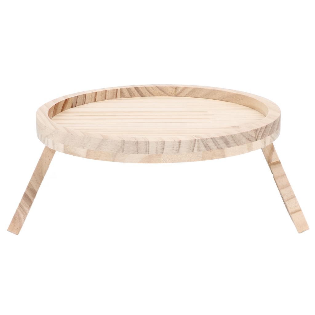 Clip On Tray Natural Bamboo 9.8in Round Home Couch Sofa Armrest Clip Tray Table for Snack Coffee