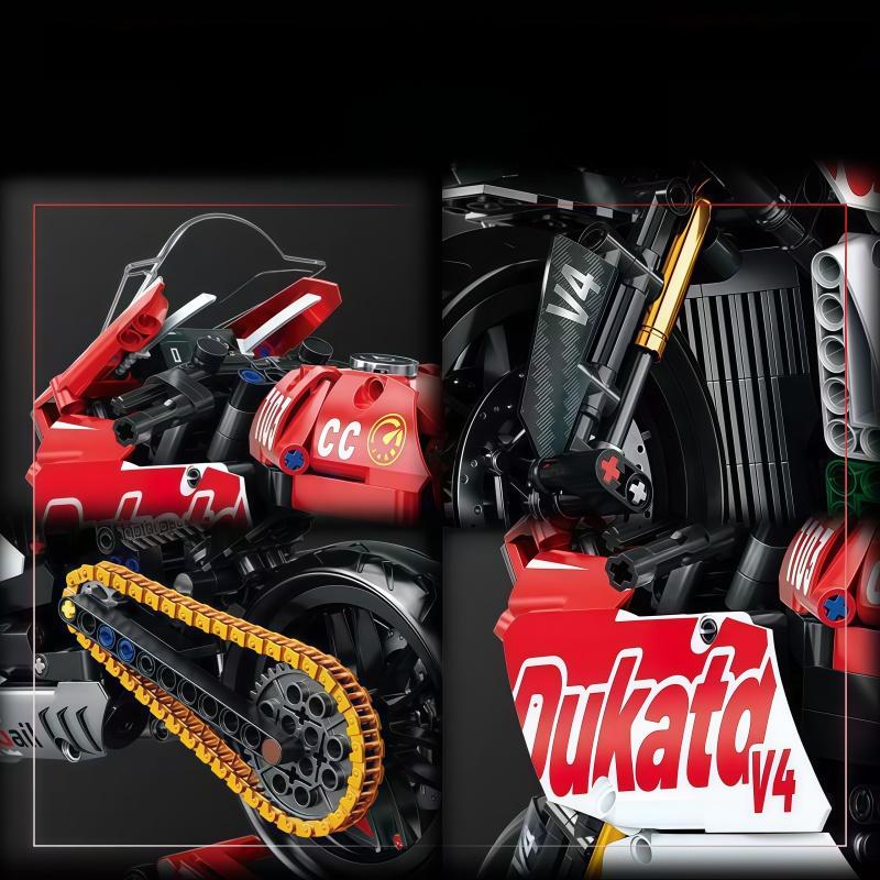 Racing Motorcycle Assembly Building Block Set | MOC Technic Motorcycle | Collectible Display Model, a Perfect Gift for Adults an
