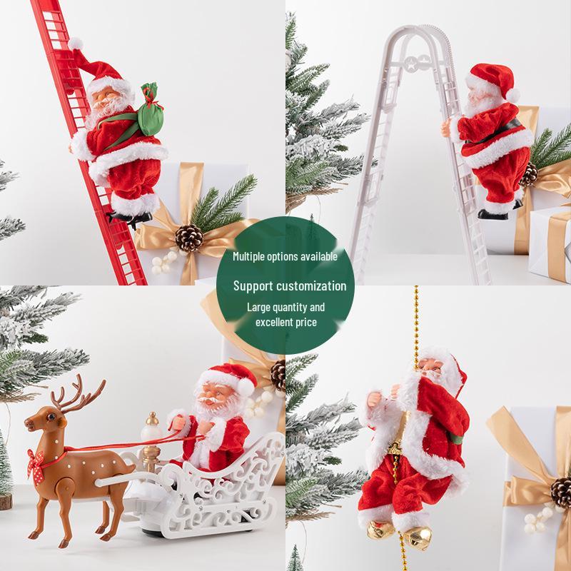 Electric Climbing Ladder Santa Claus Toy for Kids' Christmas Decoration