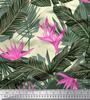 Soimoi Japan Crepe Satin Stoff Blomster & Blader Tropisk Stoff Prints etter meter 42 tommer