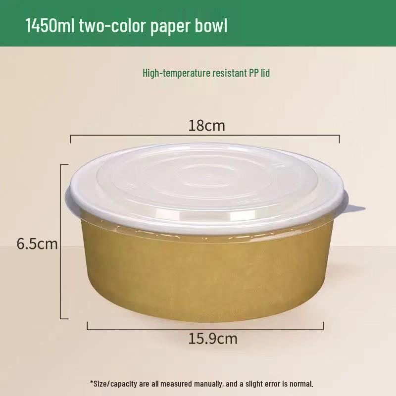 Kraft Paper Disposable Bowl - Ideal for Rice, Salad, Lunch, Takeout, Fast Food, and Fruit.
