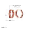 Full Red Natural Zircon Hoop Earrings For Women Trendy  Rose Gold Color Vintage Bride Wedding Jewelry Best Gift