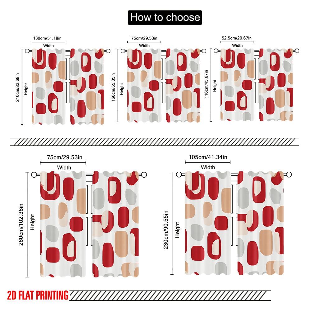 2pcs,2D plane printing Creative Curtains Retro Geometric Ovals Polyester Easy Install (without rod) Art Deco Festive Perfect for