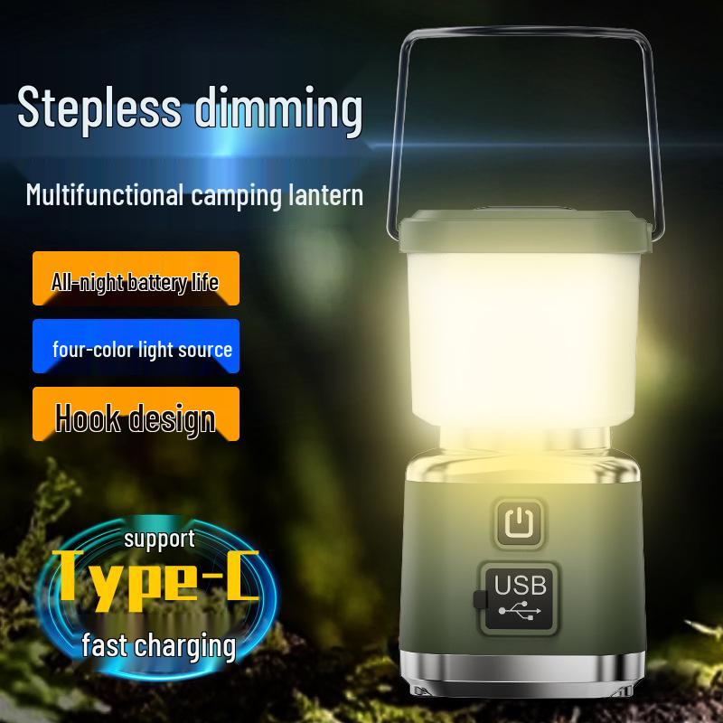 Multi-functional Outdoor Tent Light with Stepless Dimming and Portable Hook for Long-lasting Ambiance Lighting