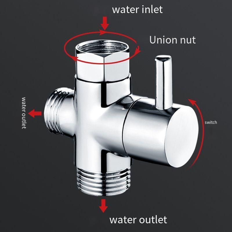 1/2 3/4 Crom Adaptor în T cu 3 căi Supapă de deviere a capului de duș pentru robinet de baie