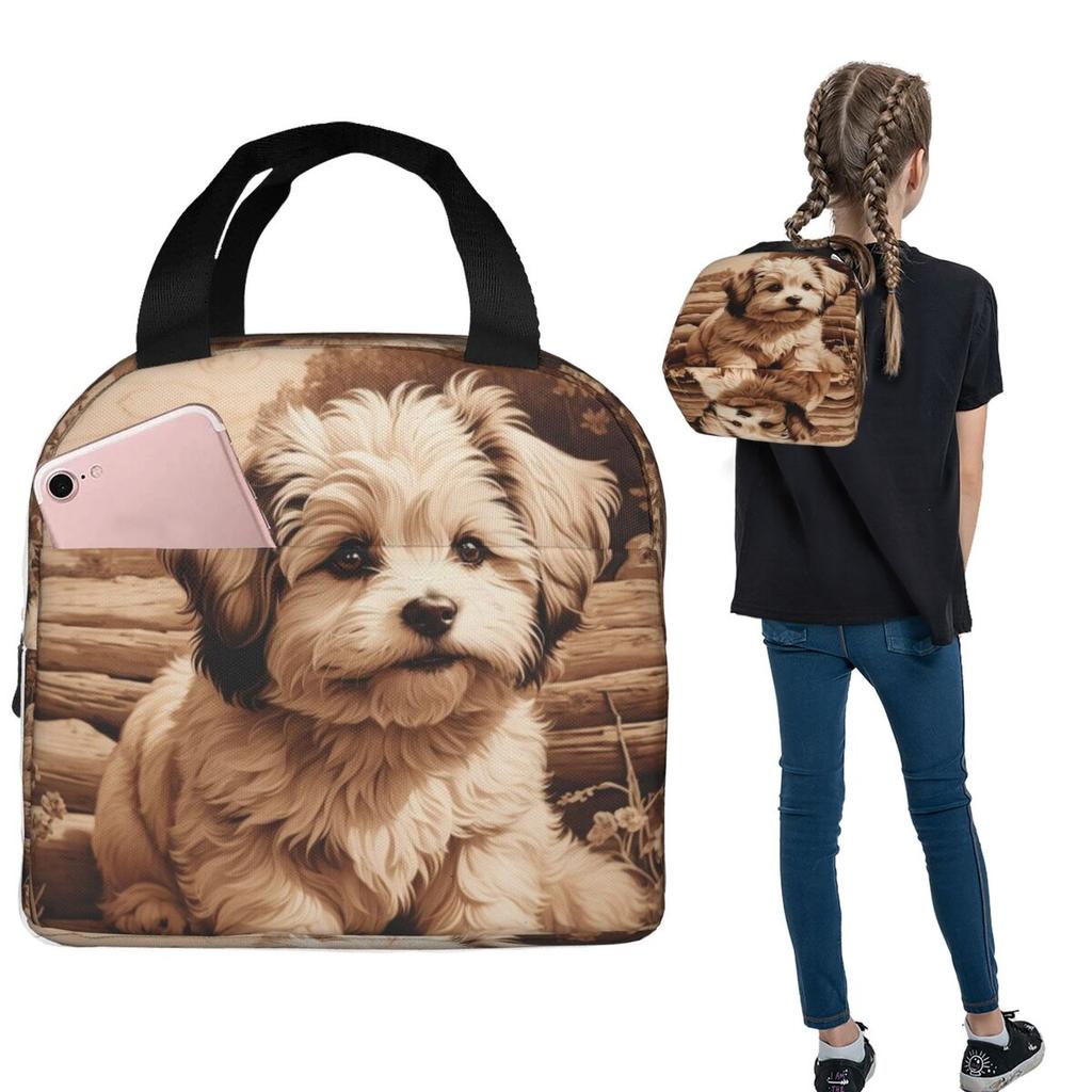 Havanese The Joyful Spirit Of Wood Insulated Lunch Bag for Women Children Portable Food Boxes Thermal Lunch Box Tote