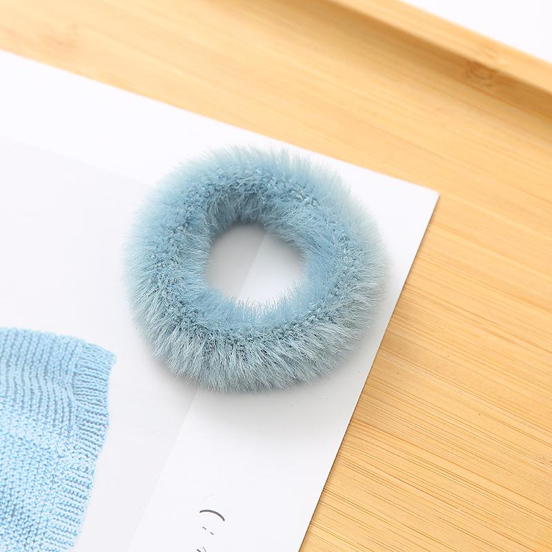 2 Pcs New Colorful Fluffy Hair Band for Women Girls Ponytail Holder Hair Tie Plush Scrunchie Rubber Band Fashion Hair Accessories