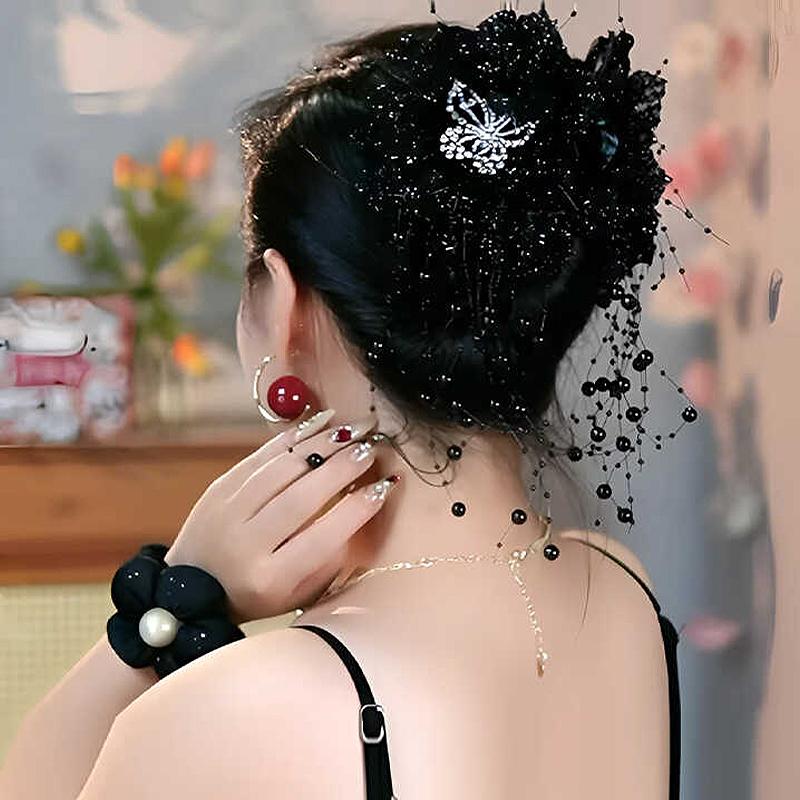 Flower Butterfly Tassel Hairpin Flower Headdress Exaggerated Hairpin