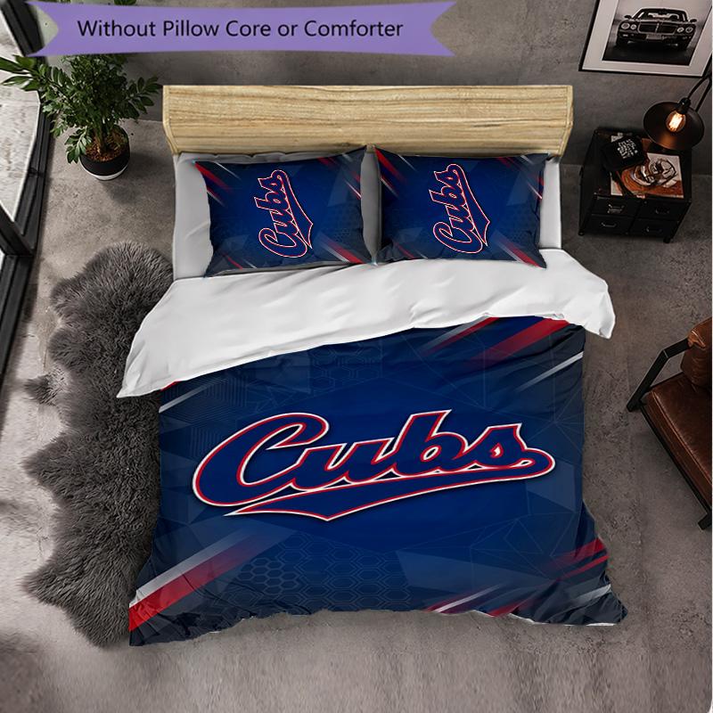 Set Biancheria da Letto 3 Pezzi in Microfibra con Fantasia Chicago Cubs Decorazione Copripiumino per Camera da Letto Uso Domestico