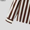 INCERUN Oversized Men Casual Lapel Neck Drop Shoulder Long Sleeve Striped Buttons Shirts Tops