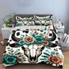 Floral Bull Skull Bedding Set Bedding Duvet Cover Set Duvet Cover Pillowcases (1 * Duvet Cover 2 * Pillowcases, Without Duvet Insert)