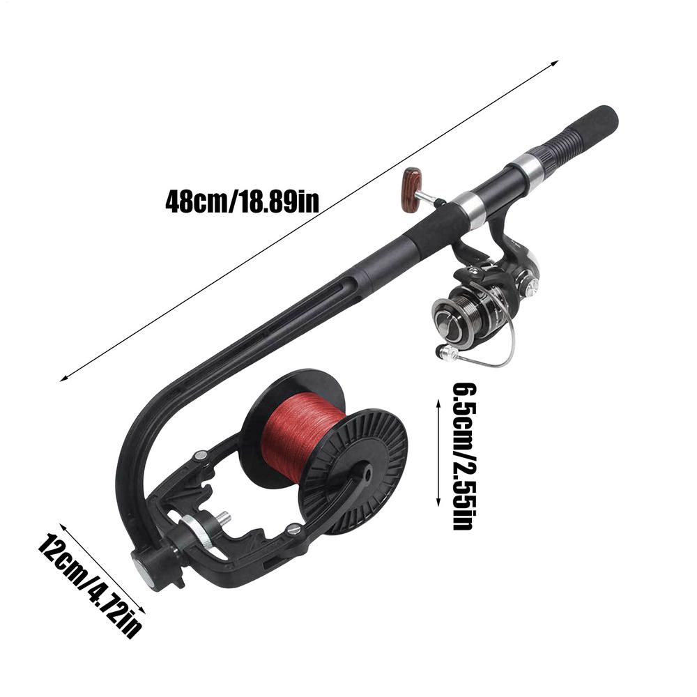 Намотчик лески для рыболовной катушки Инструмент для намотки лески на шпулю Оборудование для системы намотки лески на спиннинговую катушку Компактная бейткастинговая катушка для лодки чёрный