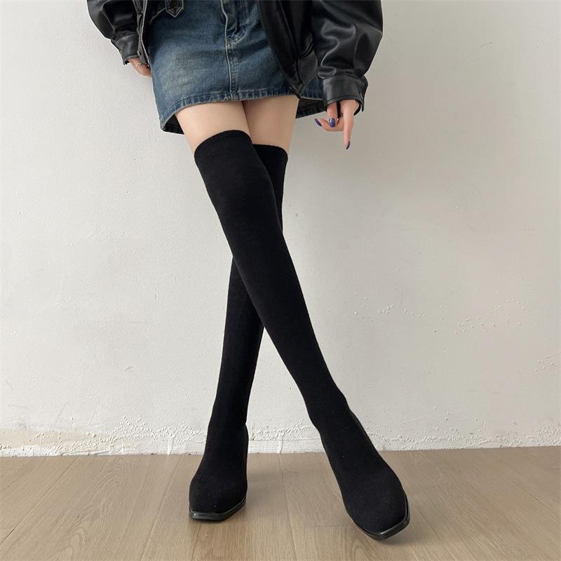 

Модные универсальные ретро ботинки на толстом каблуке с квадратным носком, новинка осени и зимы 2025 года, простые модные ботинки с жемчугом и ботинки-носки 35