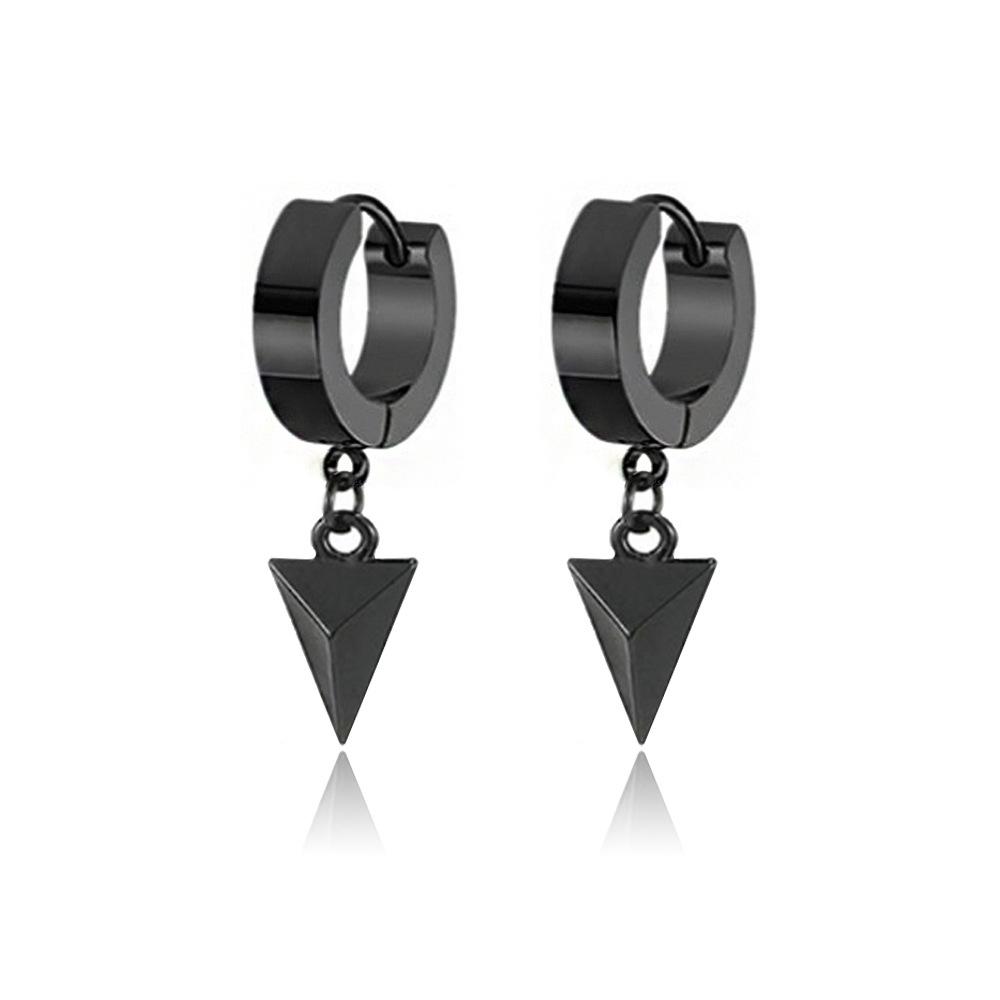 1 pair Punk Multiple Styles Fashion Black Color Stainless Steel Simple Earrings for Women And Men Punk Zircon Gifts