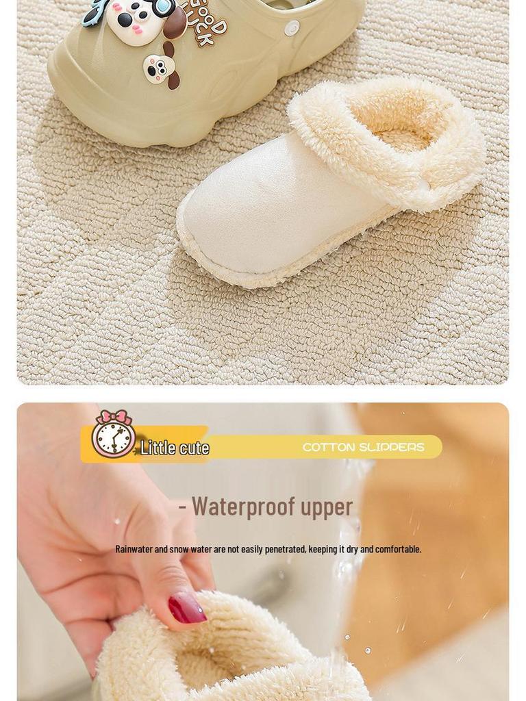 EVA Kids' Furry Cotton Slippers - Warm, Soft, Washable Parent-Child Shoes for Boys