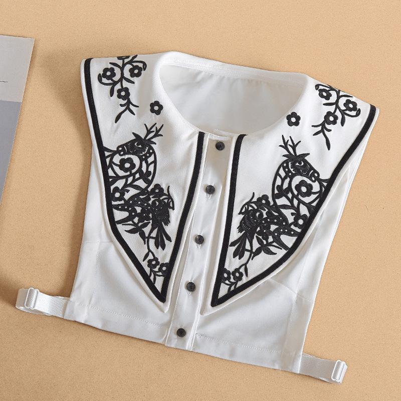 

Вышивка Большой отложной воротник Ложный воротник Женский Съемный воротник Питер Пэн Ложный воротник Женский Съемный манишка Половина рубашки Женский Искусственный воротник