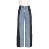 New Women's Patchwork Three-Stripe Wide Leg Jeans, Fashion Denim Straight Leg Stretch Pants for Casual Wear
